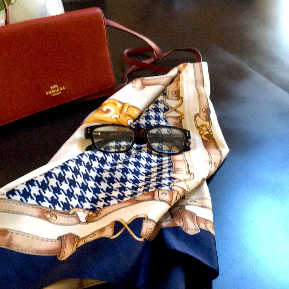 Vintage Tie Rack London Blue Scarf made in Italy